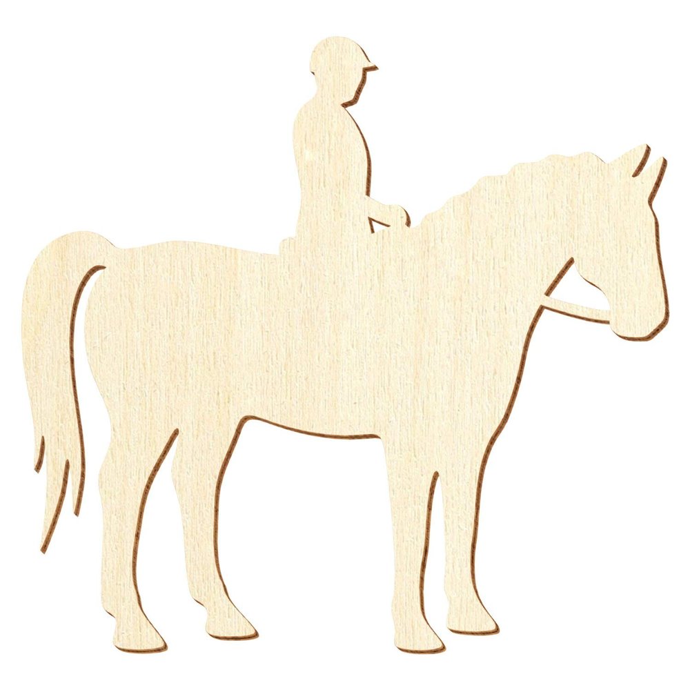 Wooden Horse and Rider – DIY Decoration, 5–50 cm, Pack of 50, 8 cm Wide