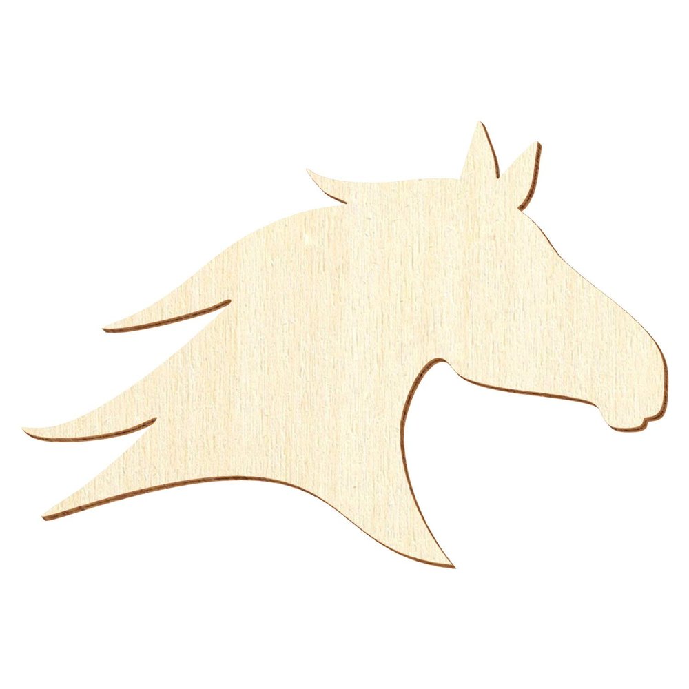 Wooden Horse Head – Craft Decor, 3–50 cm, 10-Pack, 15 cm Wide