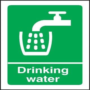 Drinking Water Sign, SAV, 100 × 75 mm, White on Green, Vinyl