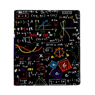 EZIOLY Stretchable Book Cover with Colorful Mathematical Formulas, Fits Most Hardcover Textbooks up to 22.1 x 16 cm, Self-Adhesive Fabric