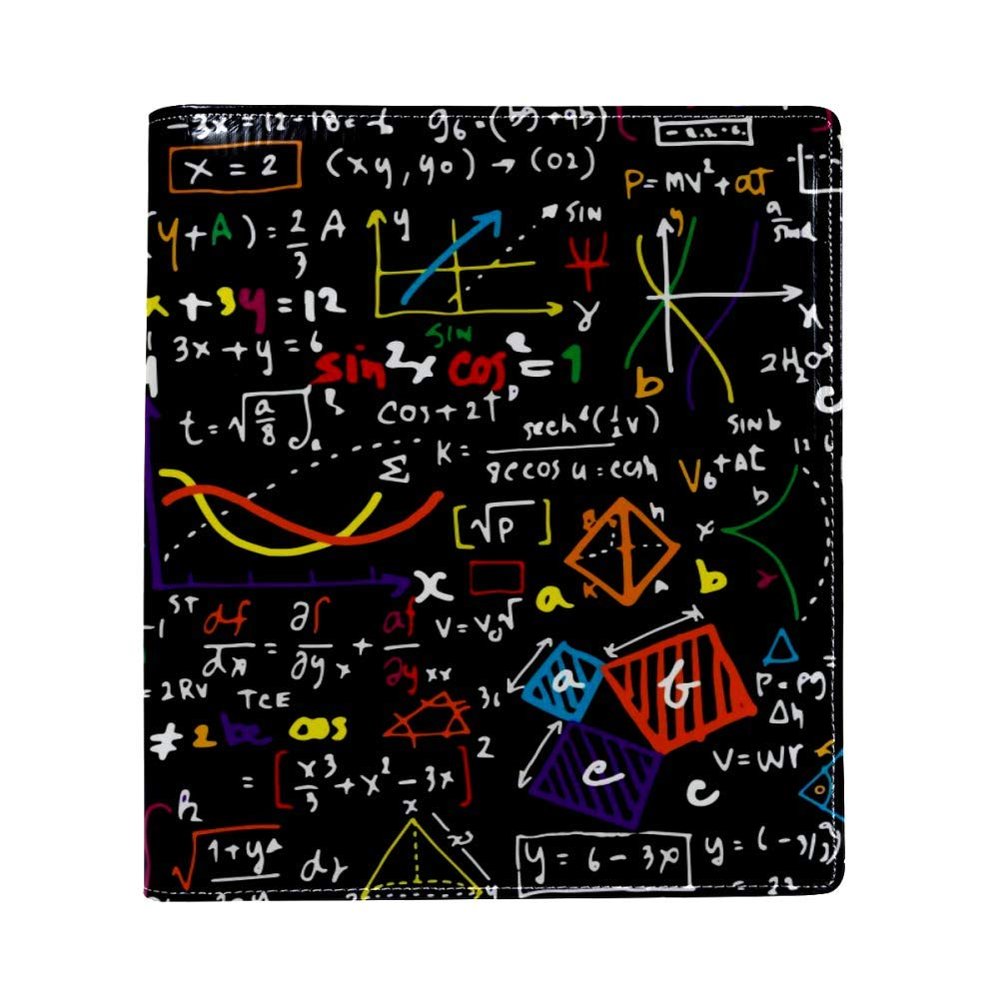EZIOLY Stretchable Book Cover with Colorful Mathematical Formulas, Fits Most Hardcover Textbooks up to 22.1 x 16 cm, Self-Adhesive Fabric