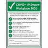 V Safety CV191BC-R COVID-Secure Workplace Sign, 300 x 400 mm, 1 mm Rigid Plastic, Green view 1