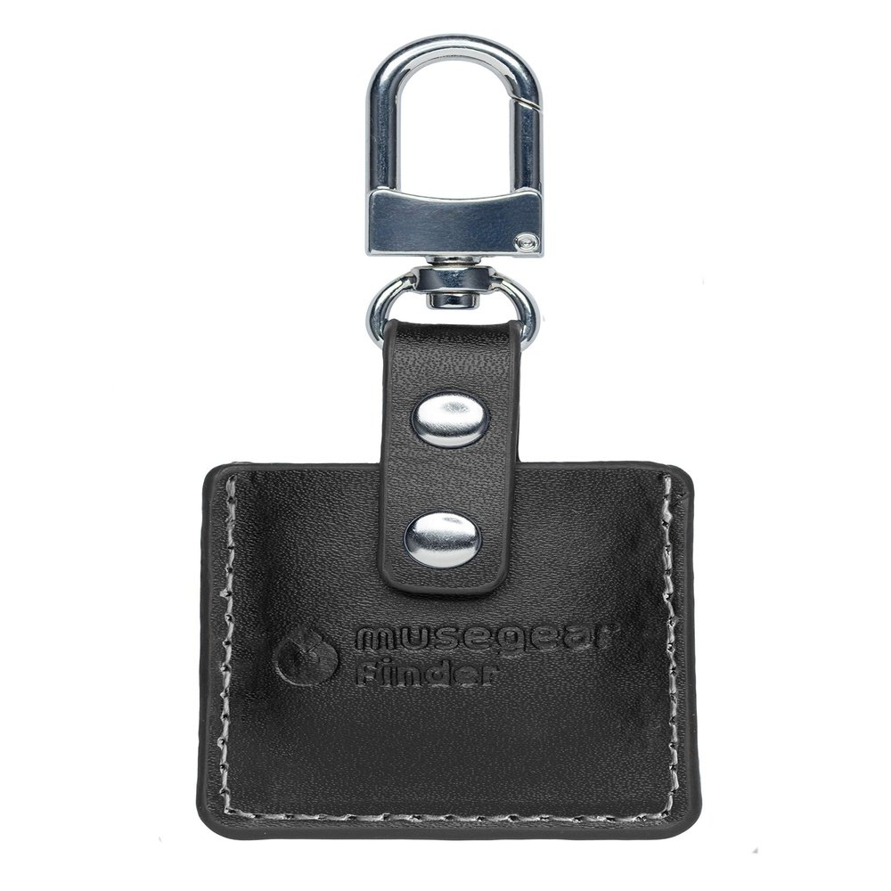 musegear Key Finder with Bluetooth App, Black Leather Case, White Finder, for iOS & Android