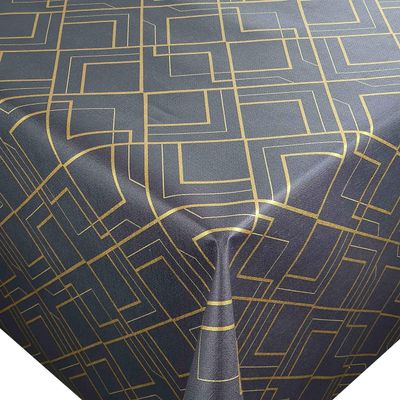 Linas Anthracite PVC Oilcloth Tablecloth 100 x 230 cm, Rectangular