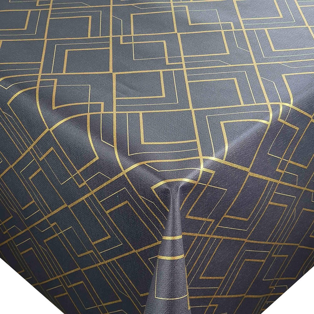 Linas Anthracite PVC Oilcloth Tablecloth 100 x 230 cm, Rectangular