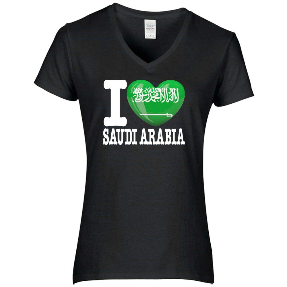 FanShirts4u Women's T-Shirt - I Love Nepal - World Cup Jersey Love Heart (XXL, Saudi Arabia/Black)