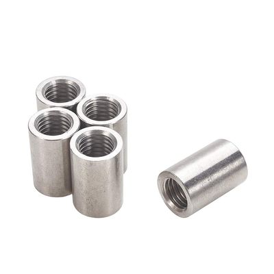 MroMax M14 x 20 x 30 mm Thread, Round 304 Stainless Steel Coupling Nuts, Silver-Tone, 5 pcs