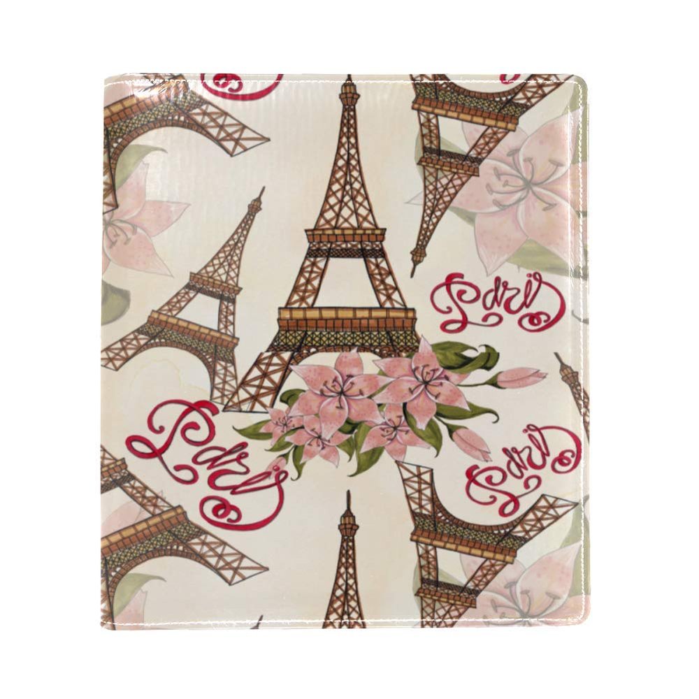 EZIOLY Eiffel Tower Floral Book Cover, Stretchable, Fits Most Hardcover Textbooks up to 22.1 x 16 cm, Self-Adhesive Fabric