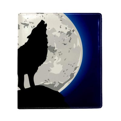 EZIOLY Howling Wolf Stretchable Book Cover for Most Hardcover Textbooks up to 22.1 x 16 cm, Self-Adhesive Fabric, Washable and Reusable