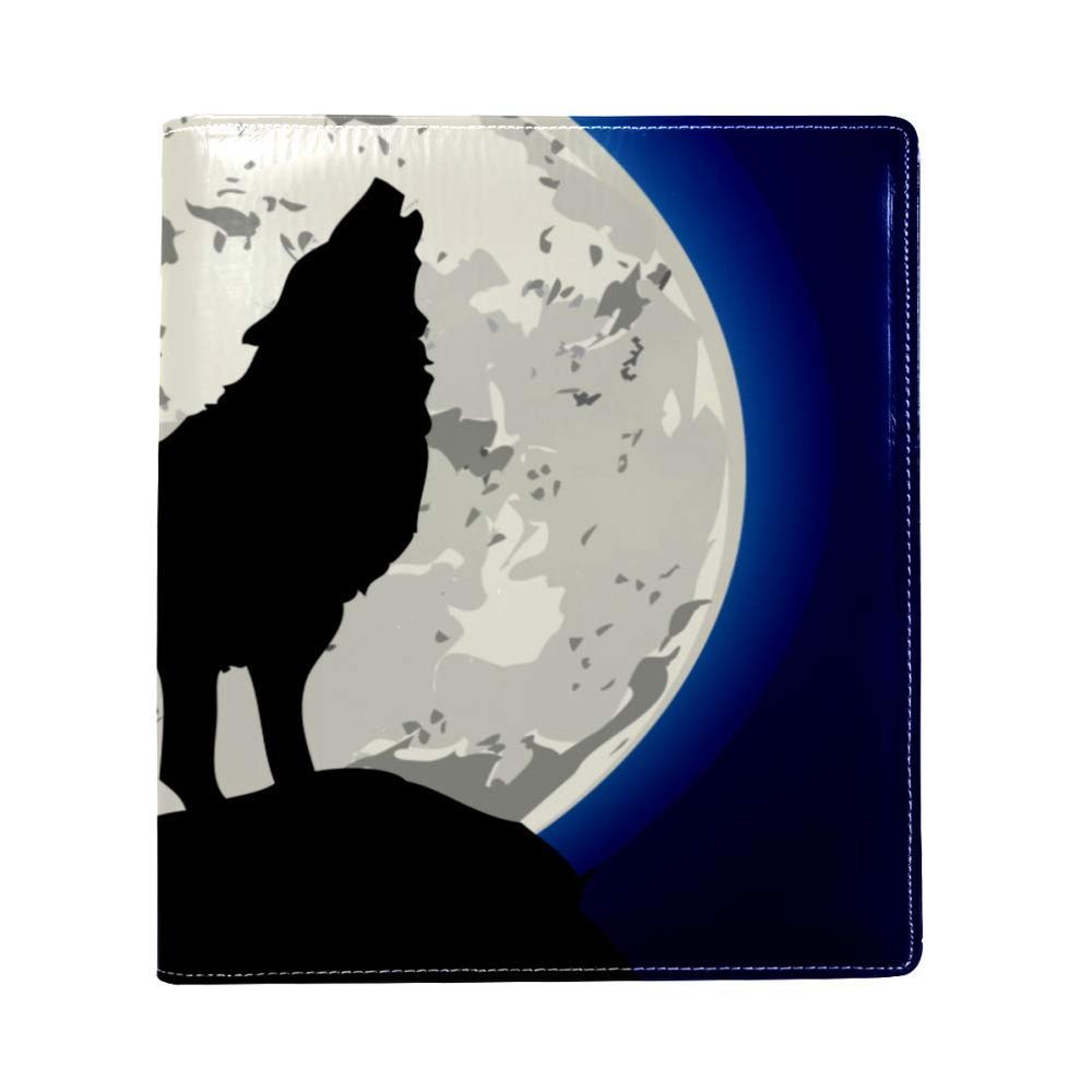 EZIOLY Howling Wolf Stretchable Book Cover for Most Hardcover Textbooks up to 22.1 x 16 cm, Self-Adhesive Fabric, Washable and Reusable