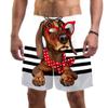 Eslifey Men's Beach Shorts, Dachshund in Sunglasses, Polka Dots, Bandana and Stripes, Multicolor view 1