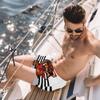 Eslifey Men's Beach Shorts, Dachshund in Sunglasses, Polka Dots, Bandana and Stripes, Multicolor view 2
