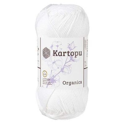 Kartopu Organica 50 g Cotton Yarn Ball, Finest Egyptian Cotton Crochet Yarn (10 White)