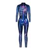 Honeystore Women's Skeleton Print Jumpsuit Costume, 3D Stretch Bodysuit, Royal Blue, XL view 2