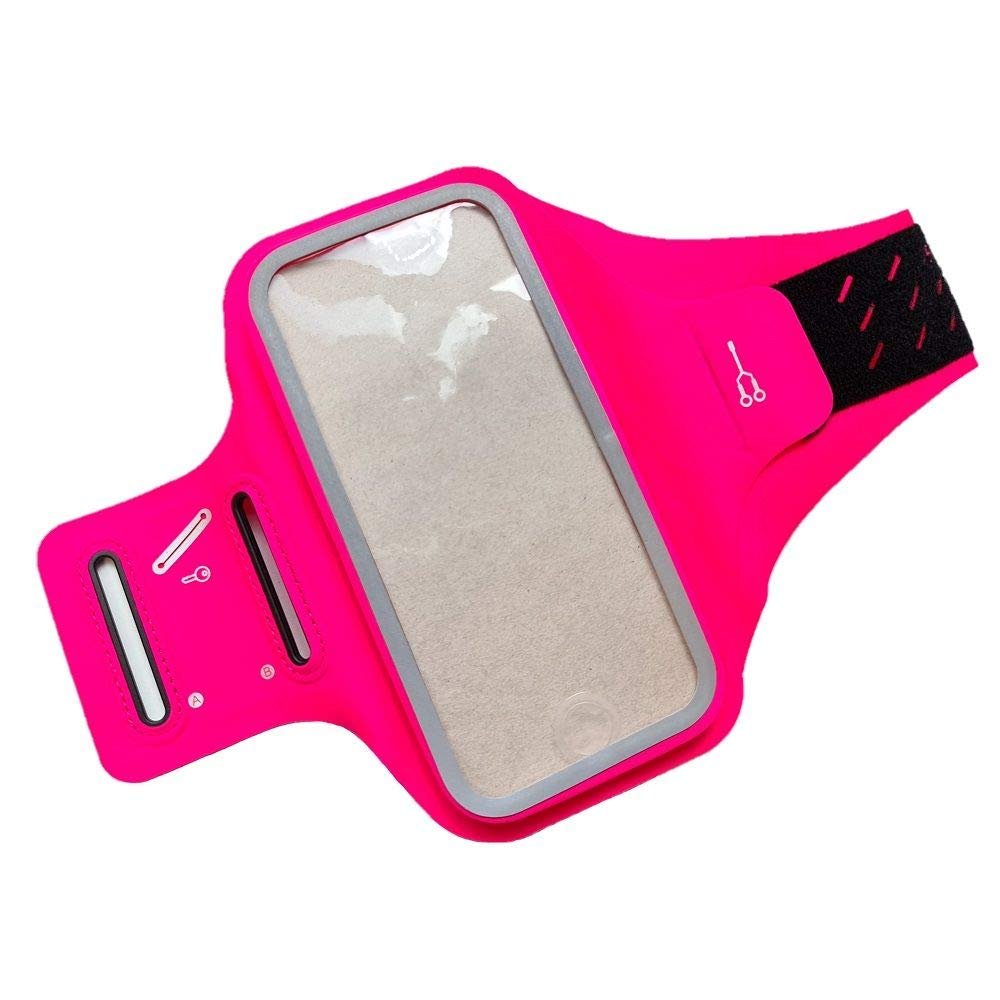 DFV mobile Professional Chinlon-Lycra Ultra-Thin Sports Armband for Oukitel C15 Pro+ (2019), Pink