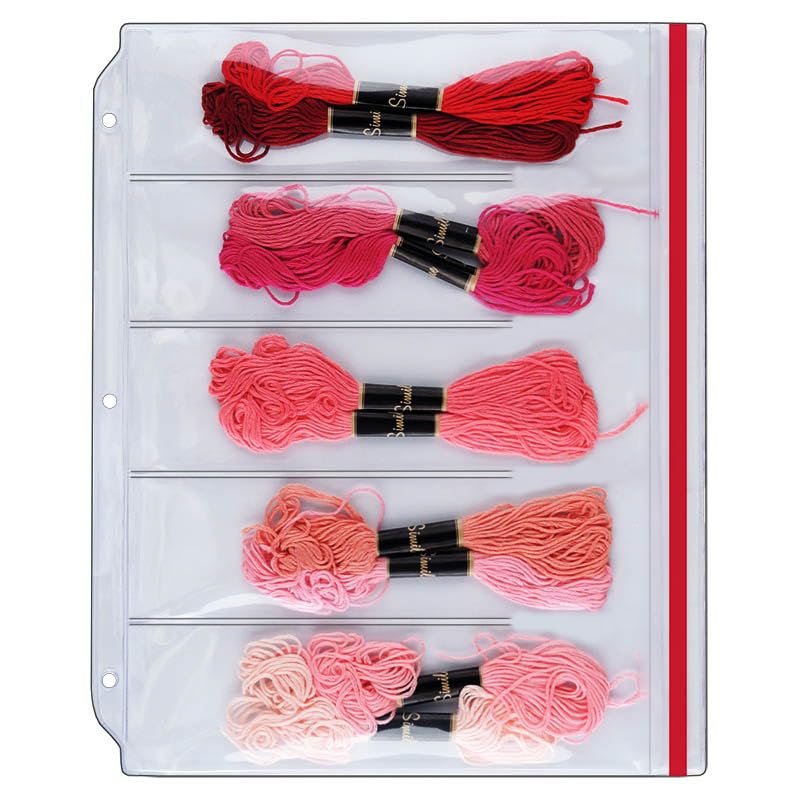 StoreSmart DP600-5-FLOSS-25 Zipper Binder Pages for Embroidery and Cross-Stitch Floss, Holds 5 Skeins, 25-Pack