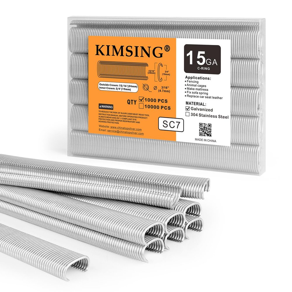 SC7 15GA Galvanized C-Ring Staples 19 x 24 mm, 1,000 Count
