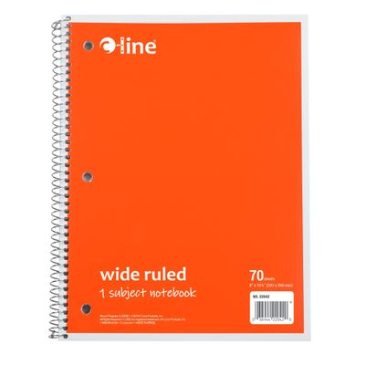 Notebook, 1-Subject, Wide-Ruled, Orange, 48 Count (22042-48)