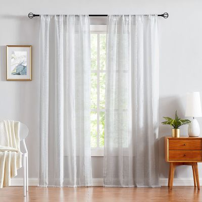 Fragrantex Black and White Vertical Stripe Curtains, 108 in Long, 2 Panels