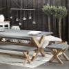 Modern Gray Garden Stool in Fiber Cement and Acacia Wood, Olbia view 2