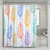 EnHome Washable Waterproof Polyester Shower Curtain with 12 Rings, Colorful Leaf Print, 165 x 180 cm, B view 3