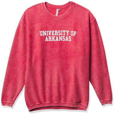 chicka-d NCAA Arkansas Razorbacks Women's Corded Crew, Crimson, Gray, XL (443_TC_CB)
