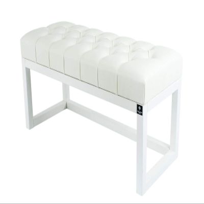 EMRA WOOD LPP-2 Quilted Faux Leather Bench, White, 60 × 40 × 35 cm