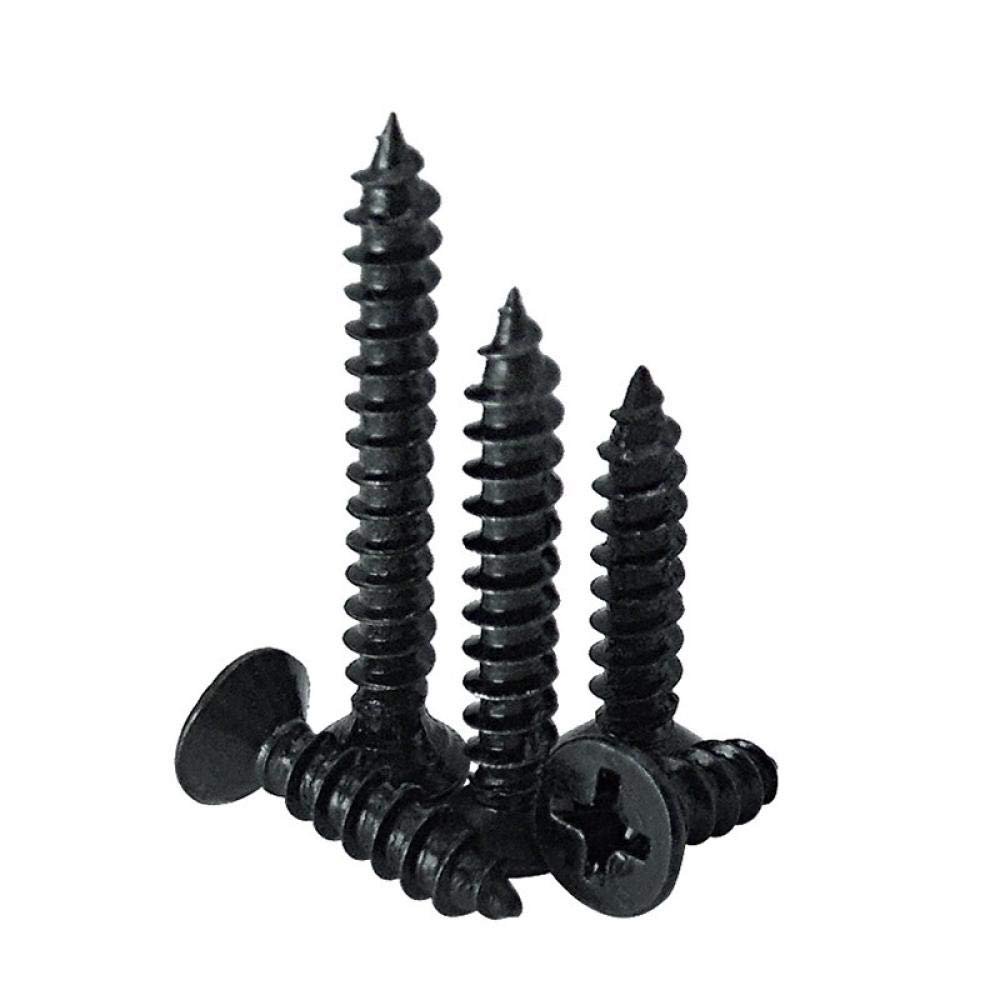 Black Miniature Countersunk Threaded Screws, M1.2/M1.7/M2, Flat-Head Phillips, M2.3/M2.6 × 3/4/5–M2.3 × 10 (500 pcs.)