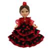 Folk Artesana Collectible Doll, 25 cm. Andalusian Regional Flamenco Dress with Flower, Espaa Dolls. (Black Dress with Red Polka Dots) view 1