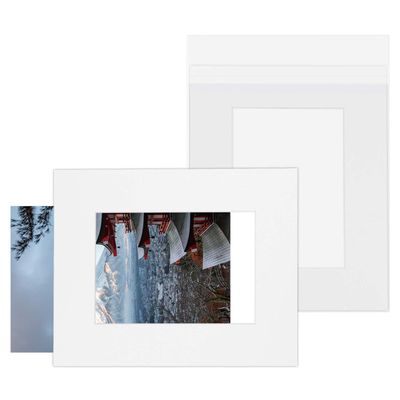Matte Board Center Pre-Assembled Mat Frames with Plastic Sleeves, Acid-Free, Slip-In Design, 8 x 10 in for 5 x 7 in Photos, White, 25-Pack