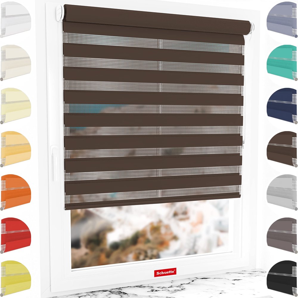 Schuette 2-in-1 Day & Night Double Roller Blind, Dark Cocoa (Brown), 30 x 130 cm