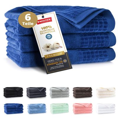 ZWOLTEX Ultra-Soft 100% Egyptian Cotton Towels, Dark Blue, 3-Piece Set