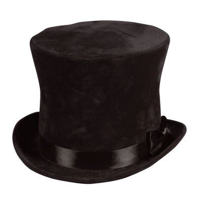 Thetru Costume Top Hat with Hatband, Black, Size 57/58