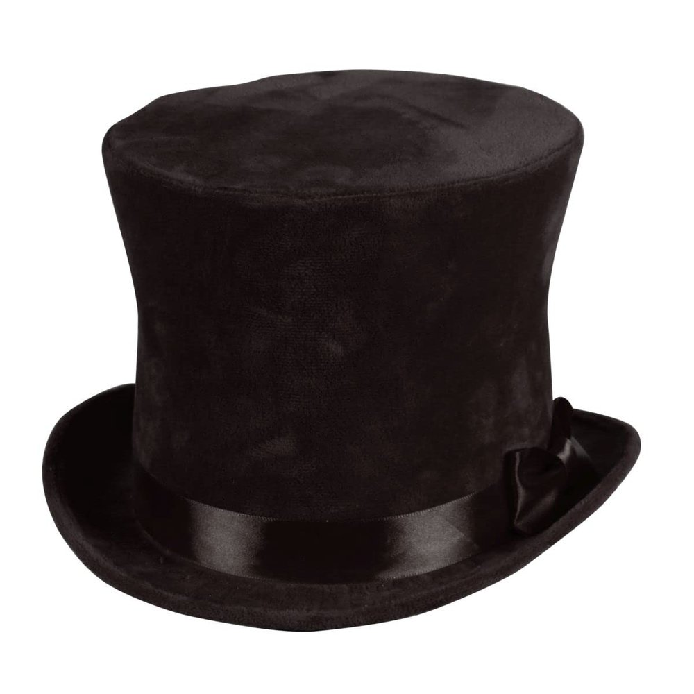 Thetru Costume Top Hat with Hatband, Black, Size 57/58