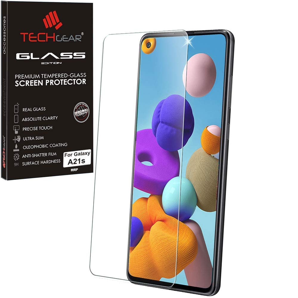 TECHGEAR Tempered Glass Screen Protector for Samsung Galaxy A21s, 2.5D Rounded Edge, 9H, Crystal Clear