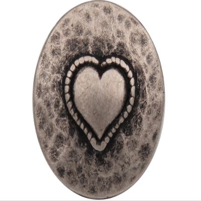 6 Antique Silver Metal Heart Buttons, 15 mm, 18 mm, 20 mm, 23 mm, Traditional Costume Buttons (20 mm)