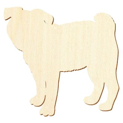 Wooden Pug V1 – DIY Decoration, 3–50 cm, 1 Piece, 13 cm Wide