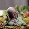 MonLiya Ceramic Little Buddha Monk Statue, Green, 2.8 in. Tall view 4