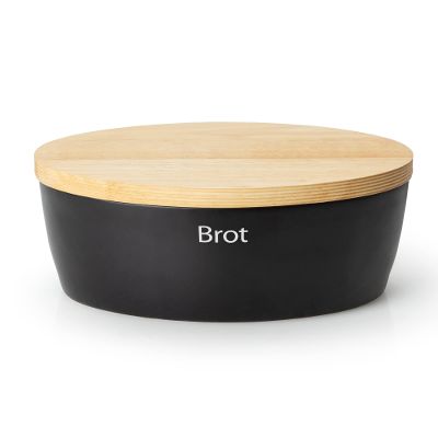 Continenta Ceramic Bread Bin, Black, 27 x 20 x 13.5 cm