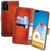 Suncase Slim-Fit Book-Style Genuine Leather Case for Huawei P40 Pro, 3 Card Slots, Burned Cognac view 1