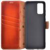 Suncase Slim-Fit Book-Style Genuine Leather Case for Huawei P40 Pro, 3 Card Slots, Burned Cognac view 3