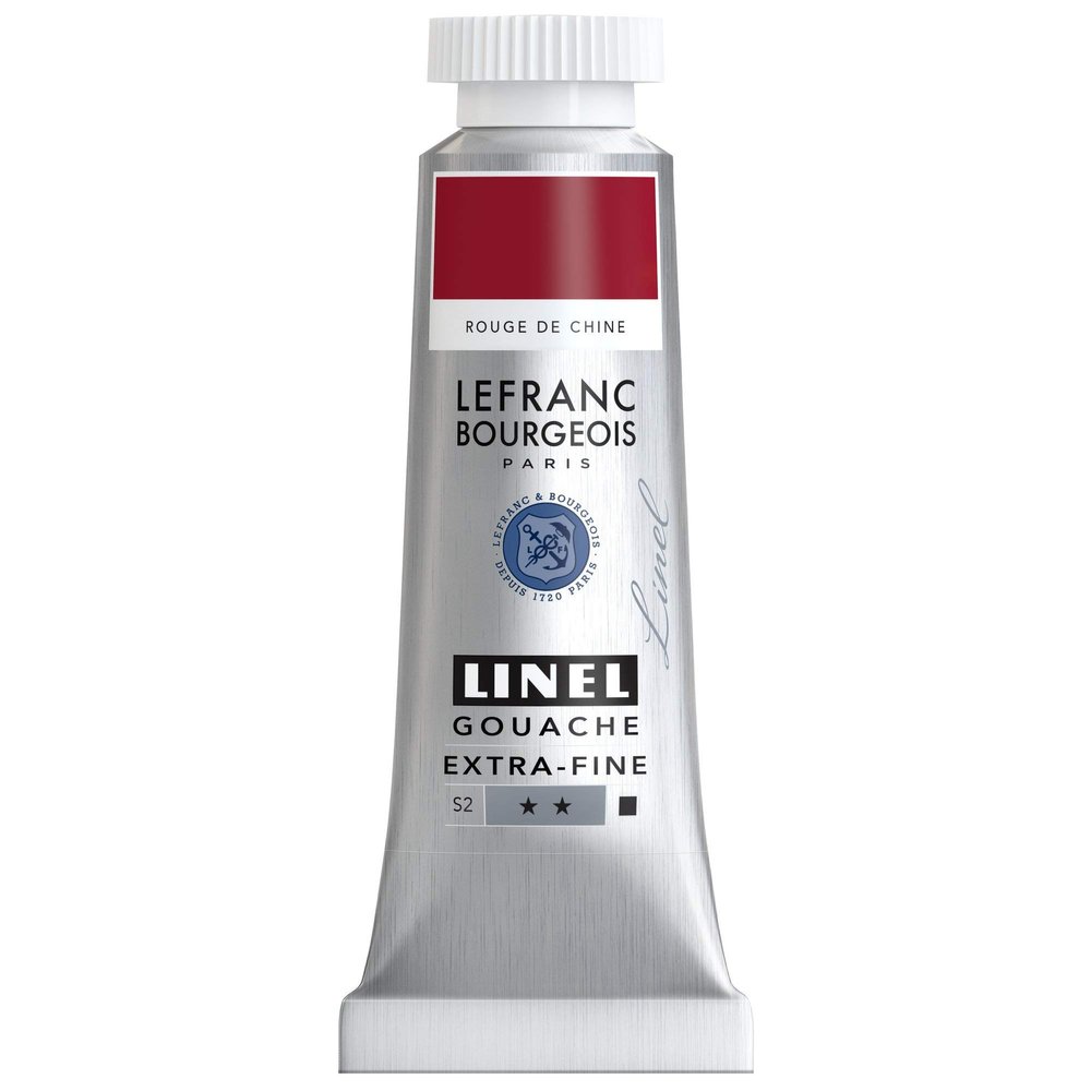 Lefranc Bourgeois 301175 Linel Extra-Fine, Smooth Gouache Watercolor, Maximum Color Intensity, Streak-Free Application, 14 ml Tube – Chinese Red
