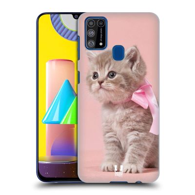 Head Case Designs Kitten with Pink Bow Cat Hard Back Phone Case Compatible with Samsung Galaxy M31 (2020)