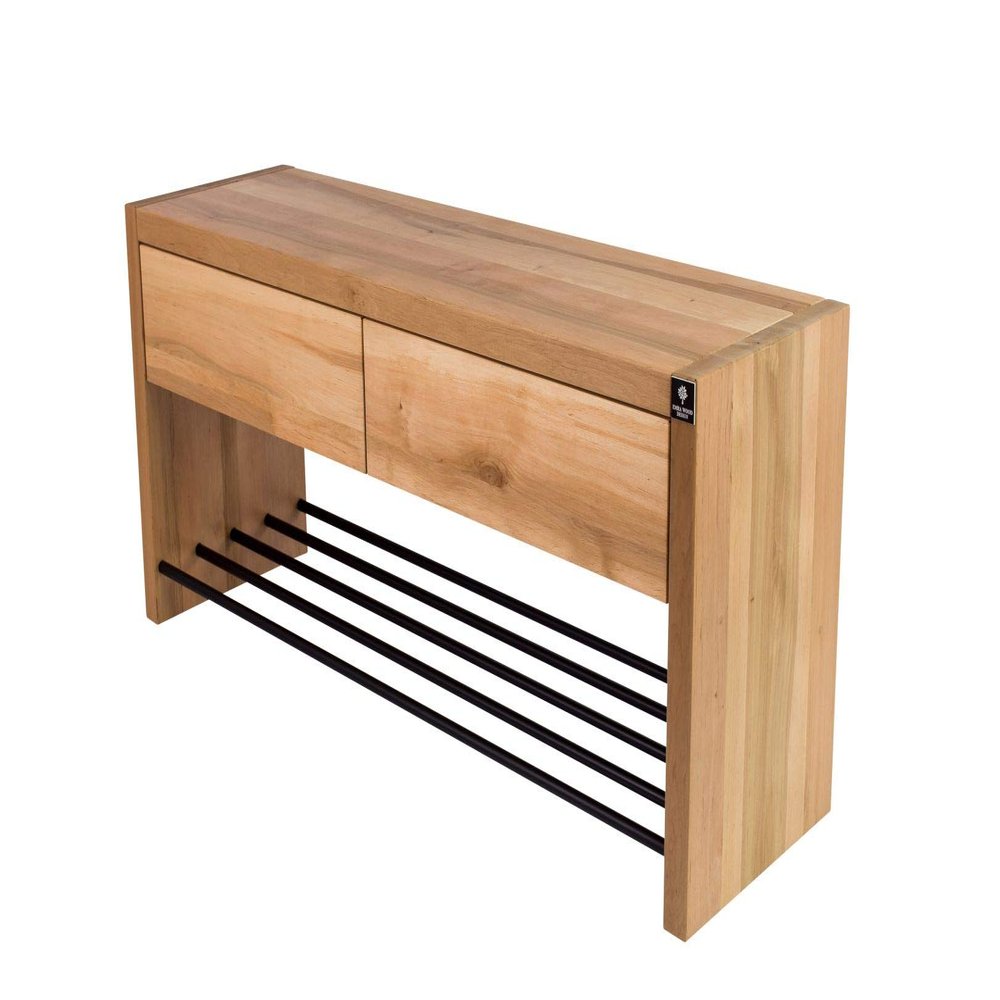 EMRA WOOD RDD-30 Solid Oak Shoe Rack Bench with Drawers, 60 × 35 × 50 cm