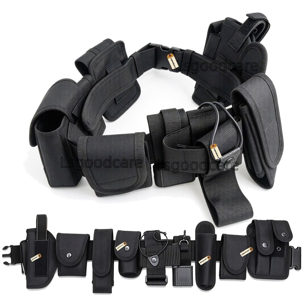 Lsgoodcare Multifunctional Waist Belt for Police, Military & Tactical Use, Black, 10-in-1, 600D Nylon, Adjustable Modular Duty Belt