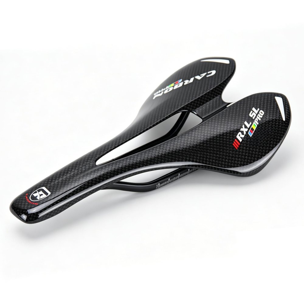 RXL SL 3K Glossy Carbon Road Bike Saddle, 275 x 143 mm, Black