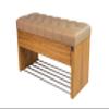 EMRA WOOD LPS-3 Bench with Drawer, Quilted Beige Faux Leather, Oak-Finish Wood, Custom-Made (100 × 55 × 40 cm) view 1