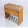 EMRA WOOD LPS-3 Bench with Drawer, Quilted Beige Faux Leather, Oak-Finish Wood, Custom-Made (100 × 55 × 40 cm) view 2