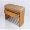 EMRA WOOD LPS-3 Bench with Drawer, Quilted Beige Faux Leather, Oak-Finish Wood, Custom-Made (100 × 55 × 40 cm) view 3