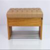 EMRA WOOD LPS-3 Bench with Drawer, Quilted Beige Faux Leather, Oak-Finish Wood, Custom-Made (100 × 55 × 40 cm) view 4